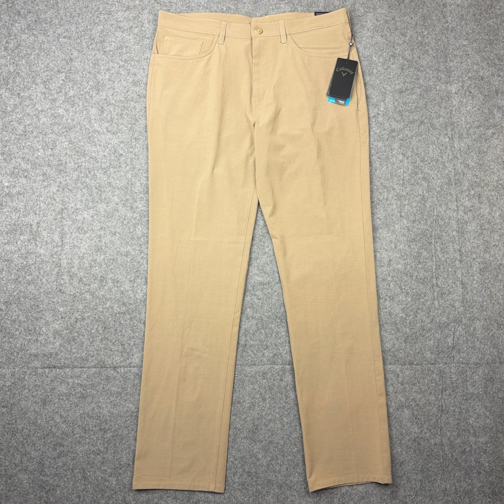 Callaway‎ Golf Pants Mens 36x34 Khaki Tapered Fit Stretch Performance Chino NEW